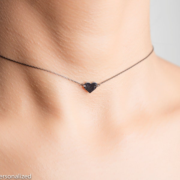 Black Kitty Cat Choker Necklace For Women - Gothic Enamel Charm On Leather Choker - View #7