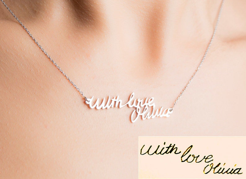 Actual Handwriting Necklace - Personalized Signature Necklace -