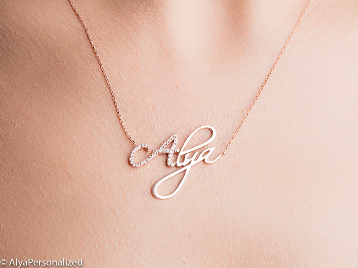 14k Gold Name Necklace Necklace With Name 14k Gold Etsy
