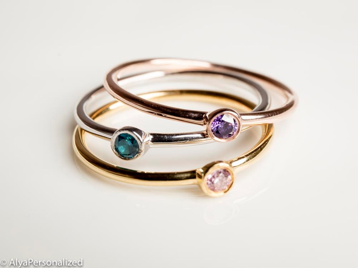 Personalized Stacking Rings - Stacking Ring Set - Rose Gold Stacking ...