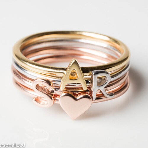 Birthstone Ring Mothers Ring Stackable Personalized Gift Etsy