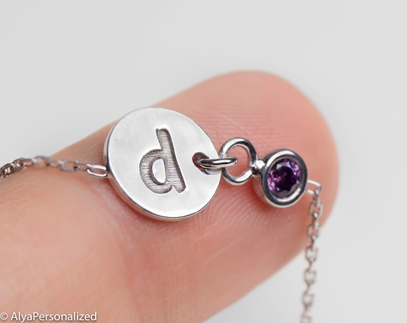 Sterling Silver Bracelet Birthstone Bracelet Personalized Cat Bracelet Gift for Her Initial Bracelet