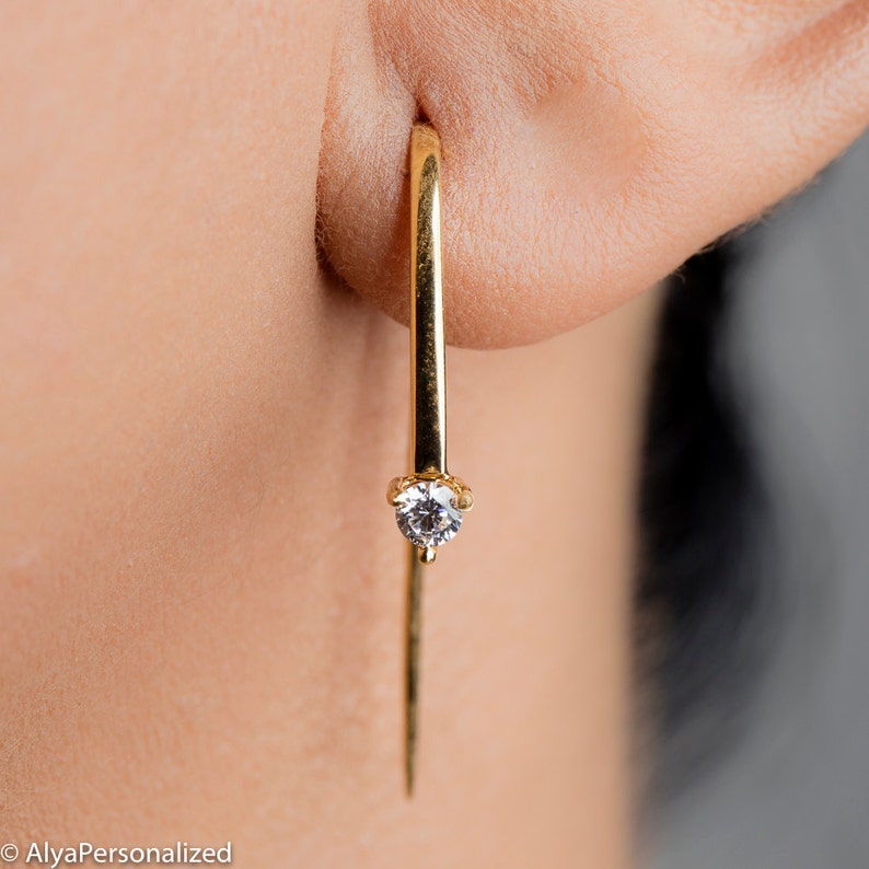 Minimalist Gold Earrings Dainty Jewelry Modern Earrings Open Hoop Earring Geometric Jewelry Casual Jewelry Modern Jewelry image 3