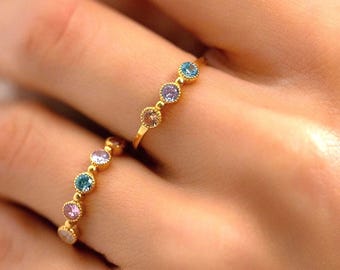 Personalized Birthstone Jewelry, Mothers Ring 2, 3, 4, 5,.. 8 Stone, Jewelry Gift for Mom, Birthstone Ring, Gold Jewelry, Rings for Women