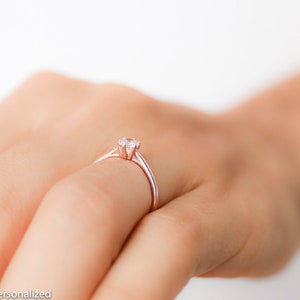 Solitaire Diamond Engagement Ring - Simple Engagement Ring Diamond, Minimalist Engagement Ring, 14K Rose Gold Engagement Ring Gift For Women