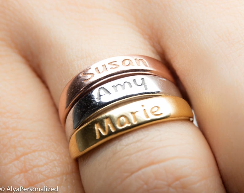 Stackable Name Rings Stacking Name Rings Name Ring Etsy
