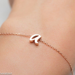 Personalized Initial Bracelet Rose Gold Bracelet Personalized Bracelet Minimalist Bracelet Letter Bracelet 画像 1