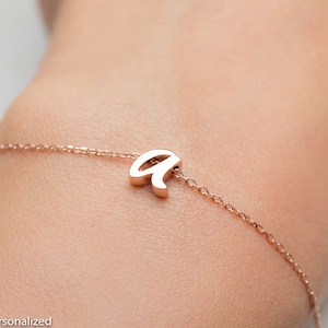 Personalized Initial Bracelet - Rose Gold Bracelet - Personalized Bracelet - Minimalist Bracelet - Letter Bracelet