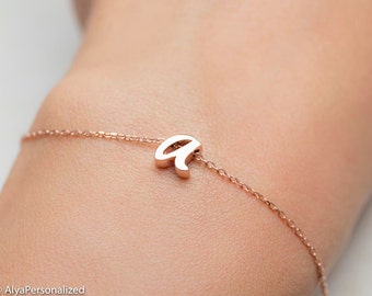 Gepersonaliseerde Initial Bracelet - Rose Gouden Armband - Gepersonaliseerde Armband - Minimalistische Armband - Letter Armband