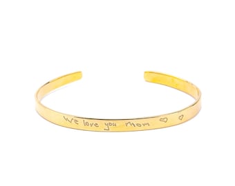 Actual Handwriting Cuff Bracelet - Personalized Gifts for Women, Handwriting Jewelry Gifts - Personalized Jewelry for Mom