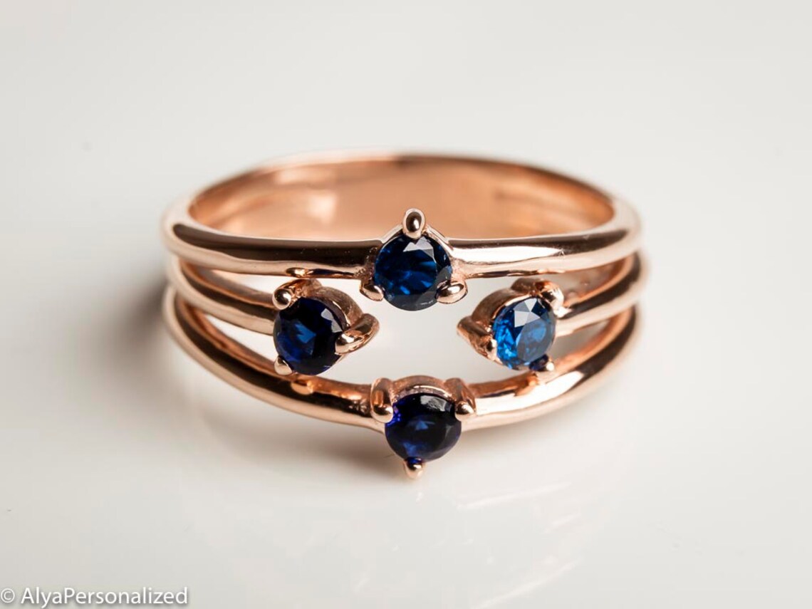 Dainty 3 Birthstone Ring Custom Birthstone Jewelry Mothers