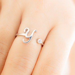 Personalized Bridesmaid Gift Bridesmaid Jewelry Rose Gold Initial Ring Birthstone Ring Personalized Custom Ring Adjustable Ring image 3