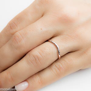 14K Rose Gold Wedding Band Half Eternity Ring Diamond Band Rose Gold Eternity Band Unique Wedding Ring Wedding Band Rose Gold image 2