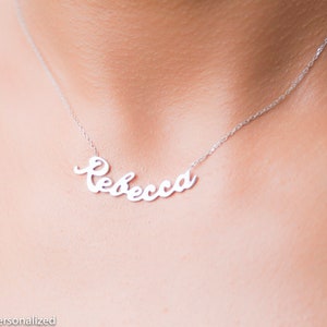 14k White Gold Name Necklace,Personalized Necklace , Custom Name Choker Necklace, Choker Necklaces For Women, Personalized Gift for Women