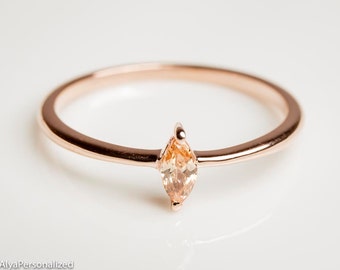 Simple Gold Ring - Thin Rose Gold Ring - Citrine Jewelry - Citrine Ring - Thin Minimalist Ring - Simple Ring - Delicate Ring