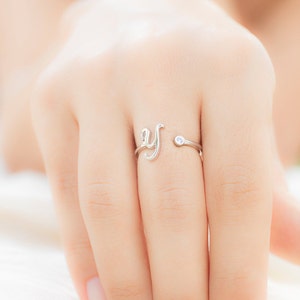 Personalized Bridesmaid Gift Bridesmaid Jewelry Rose Gold Initial Ring Birthstone Ring Personalized Custom Ring Adjustable Ring image 4