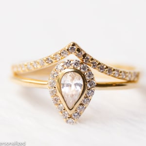 Gold Engagement Ring Set - Diamond Engagement Rings for Women - Wedding Ring Set Wedding Rings Women, Wedding Band, Wedding bands Women,