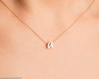 Dainty Necklace - Rose Gold Initial Necklace - Gift For Her - Personalized Necklace - Bridesmaid Gift -  Initial Jewelry - Letter Necklace