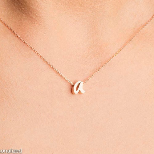 Dainty Necklace Rose Gold Initial 