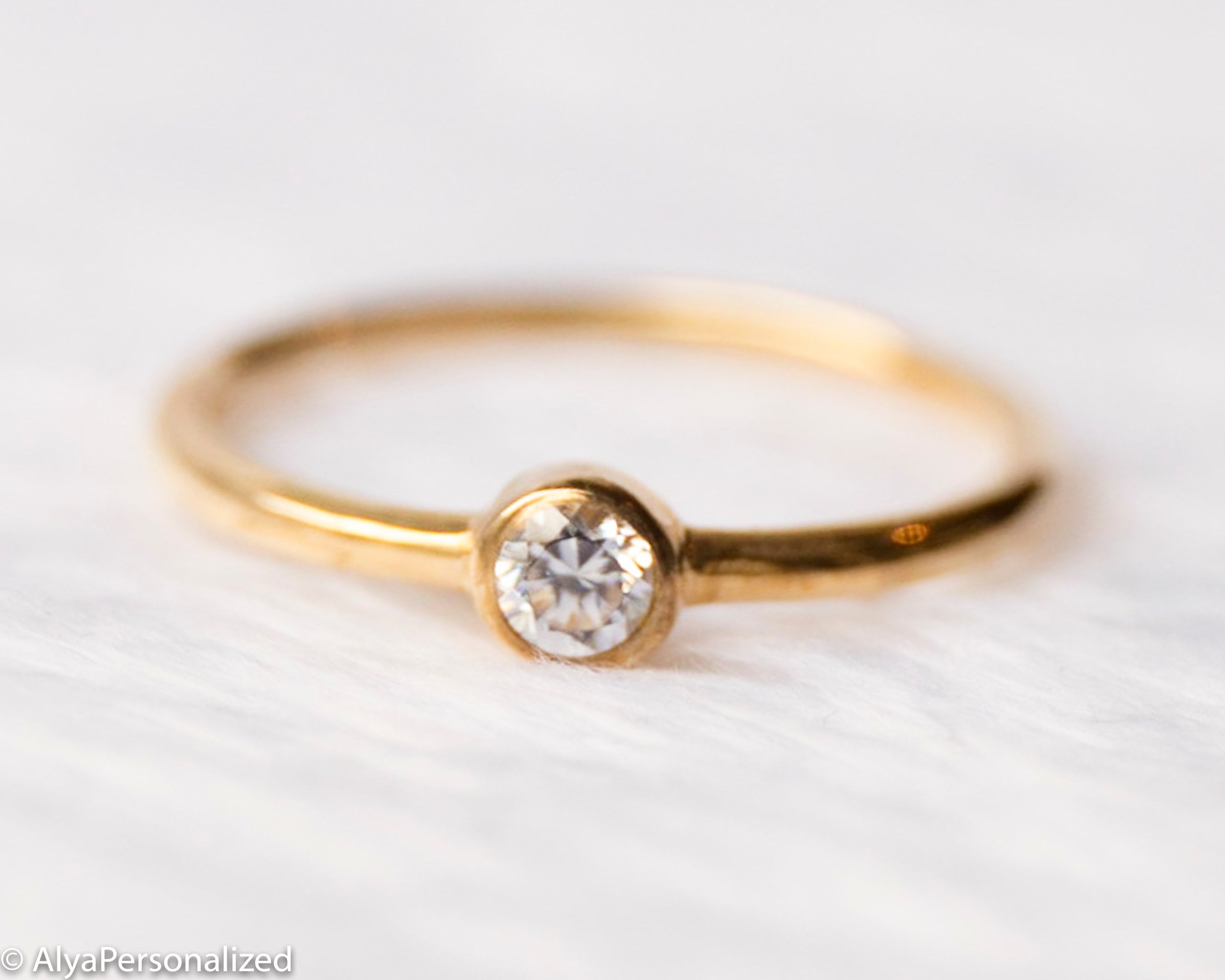 Solitaire Diamond Engagement Ring Handmade Engagement Rings for Women Promise Ring For Her Jewelry Handmade 14K Gold Ring Simple Jewelry