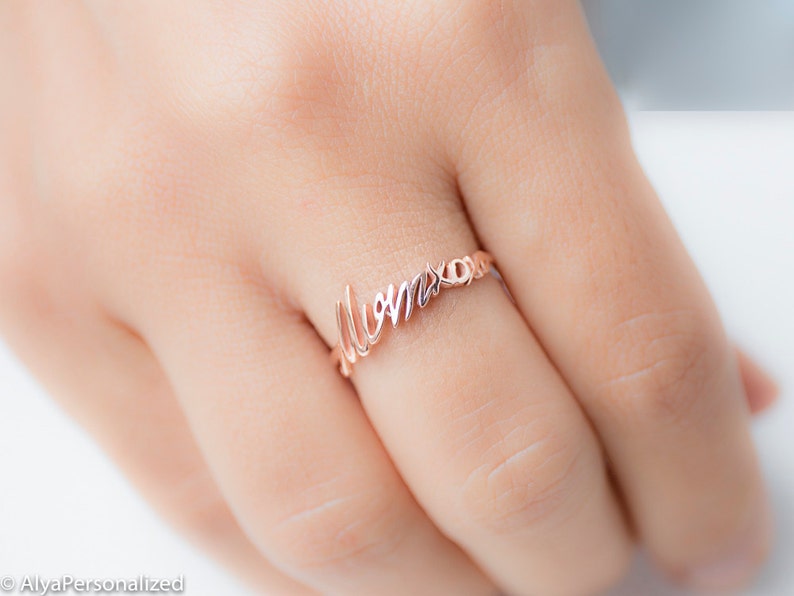 Custom Handwriting Ring Personalized Jewelry Custom Handwriting Jewelry Personalized Gift Personalized Bridesmaid Gift, New Mom Gift image 4