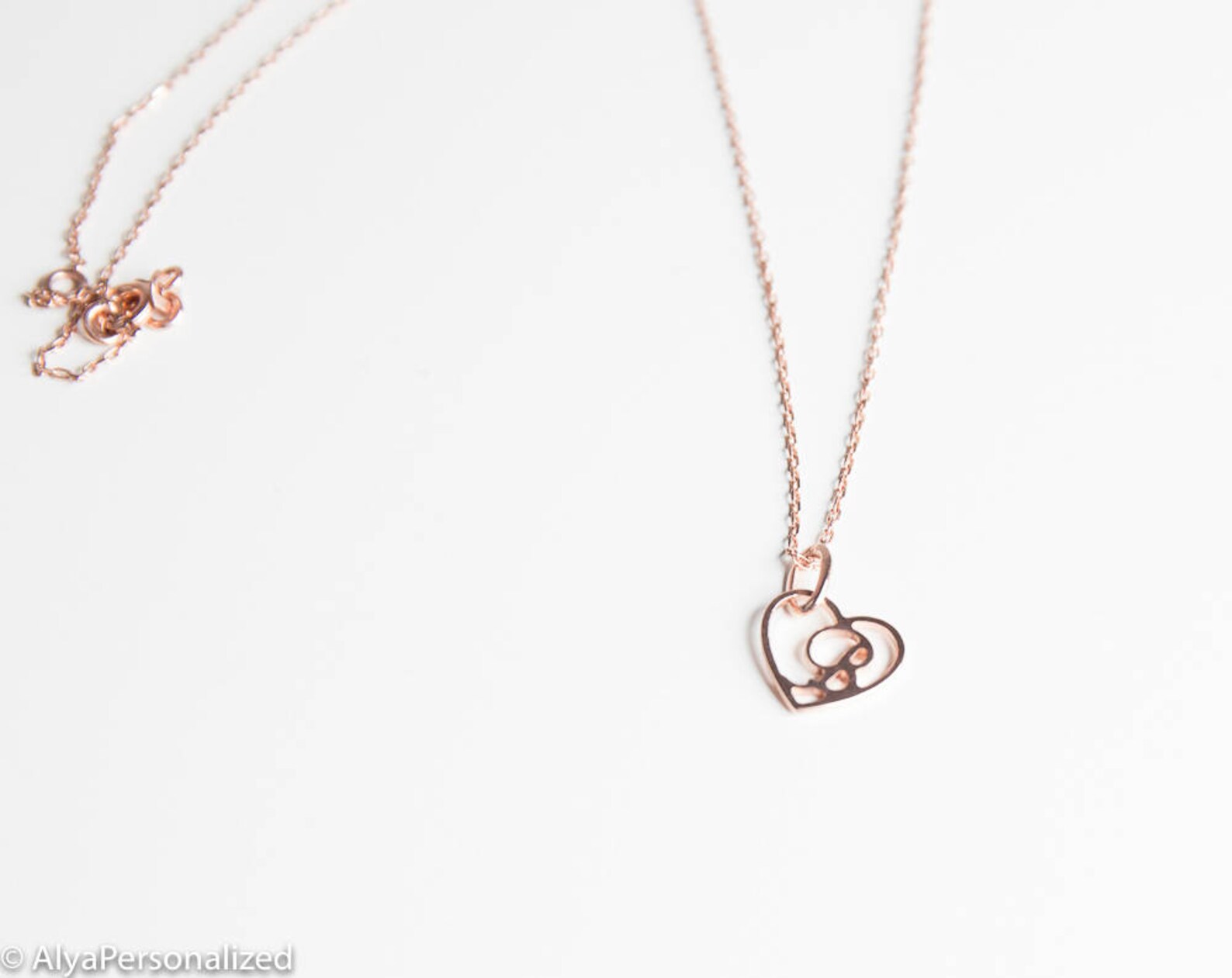 9ct Rose Gold 'H' Initial Adjustable Letter Necklace 38/43cm