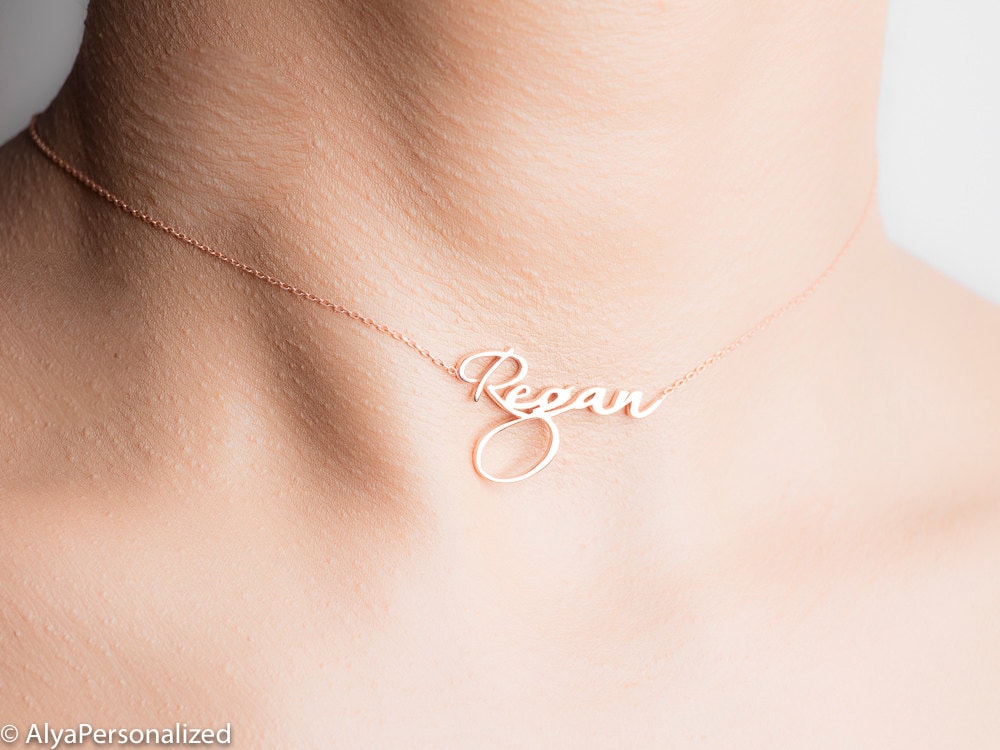 Rose Gold Choker Necklace Personalized 