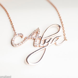 14k Gold Name Necklace - Necklace With Name - 14k Gold Necklace - Personalized Necklace - Diamond Necklace - Anniversary Gift for Women