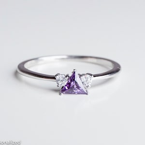 Amethyst Engagement Ring - Trillion Cut Ring - Trillion Ring - Trillion Engagement Ring - Triangle Ring - White Gold Jewelry