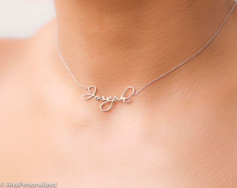 Custom Name Necklace Silver Chokers for Women Dainty Silver Choker Choker Name Necklace Layered Choker Necklace Bridesmaid Gift image 3