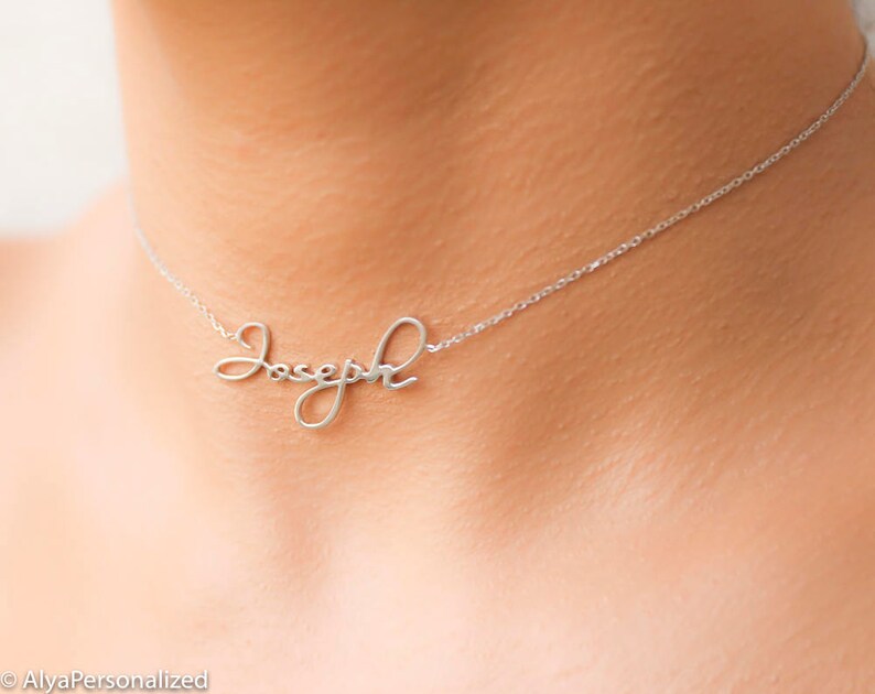 Custom Name Necklace Silver Chokers for Women Dainty Silver Choker Choker Name Necklace Layered Choker Necklace Bridesmaid Gift image 6