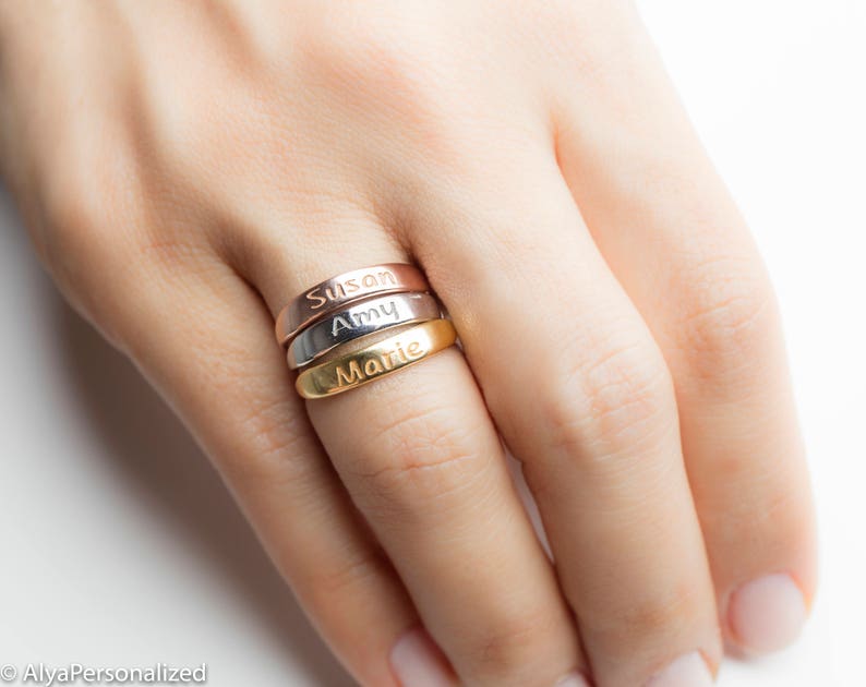 Stackable Name Rings Stacking Name Rings Name Ring Etsy
