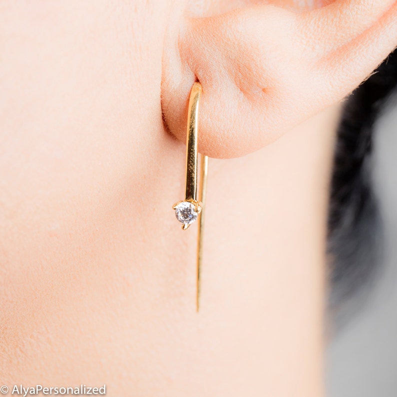 Minimalist Gold Earrings Dainty Jewelry Modern Earrings Open Hoop Earring Geometric Jewelry Casual Jewelry Modern Jewelry image 1