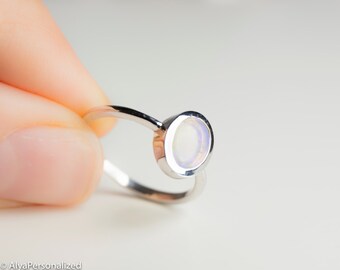 Rainbow Moonstone Ring - Oval Cut Ring - Sterling Silver Moonstone Ring - Moonstone Jewelry - Moonstone Ring Sterling Silver - Boho Rings