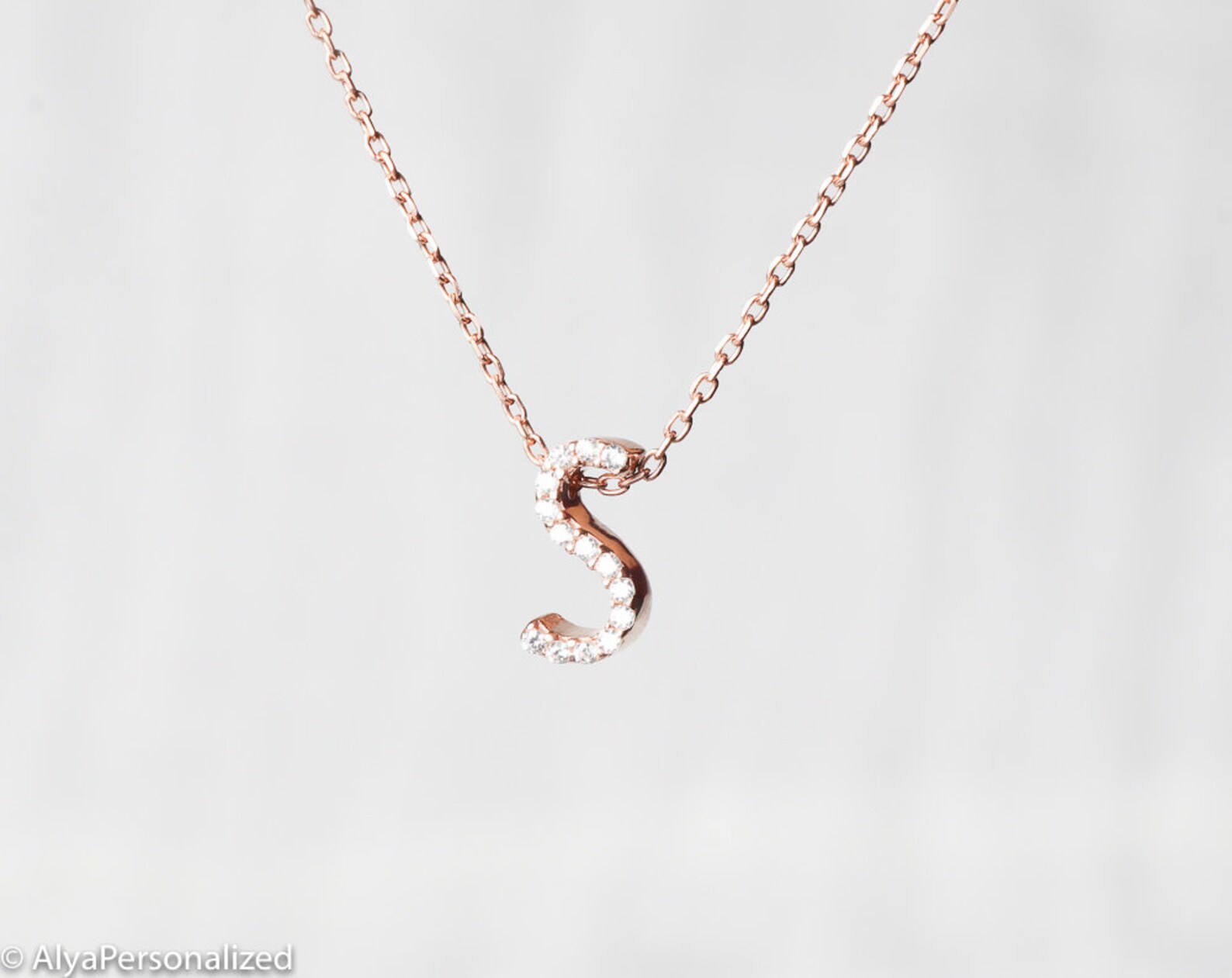 Custom Jewelry Rose Gold Initial Necklace Personalized Etsy