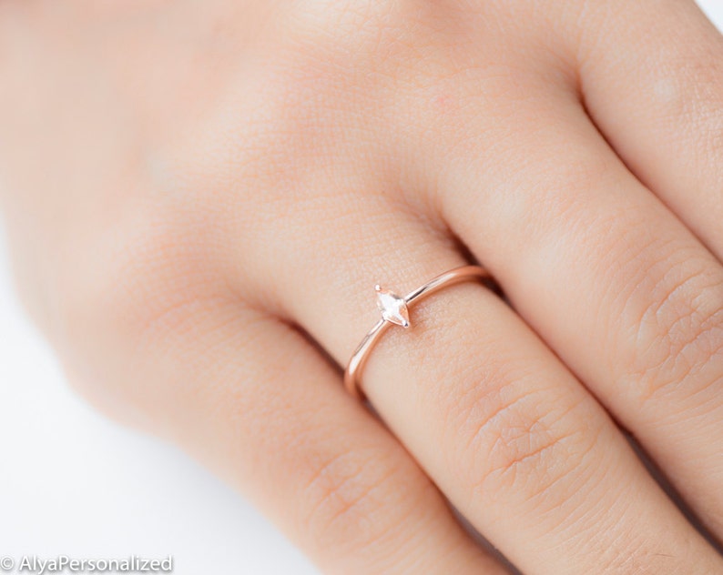 Simple Gold Ring Thin Rose Gold Ring Citrine Jewelry Citrine Ring Thin Minimalist Ring Simple Ring Delicate Ring image 4