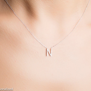 Silver Initial Necklace - Silver Necklace - Pendant Necklace - Bridesmaid Personalized Necklace - Will You Be My Bridesmaid