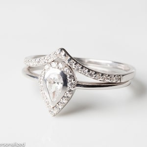 Sterling Silber Verlobungsring, Ehering Set, Einzigartige Verlobungsringe für Frauen, Halo Verlobungsring, Alternativer Verlobungsring