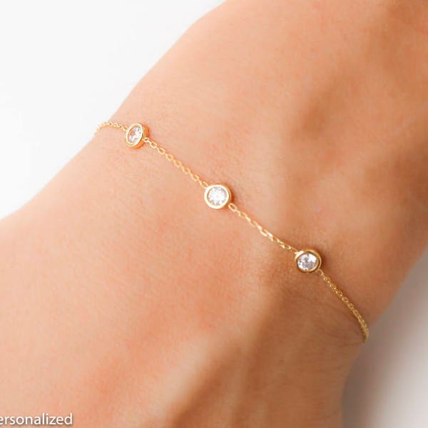 14K Gold Birthstone Bracelet -Bracelets for Women - Friendship Bracelet - Personalized Bracelet - Christmast Gift, Birthstone Jewelry