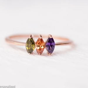 14K Rose Gold personalisierter Birthstone Ring, Mütter Ring, personalisierter Birthstone Schmuck, personalisiertes Geschenk für Frauen, Ringe für Frauen