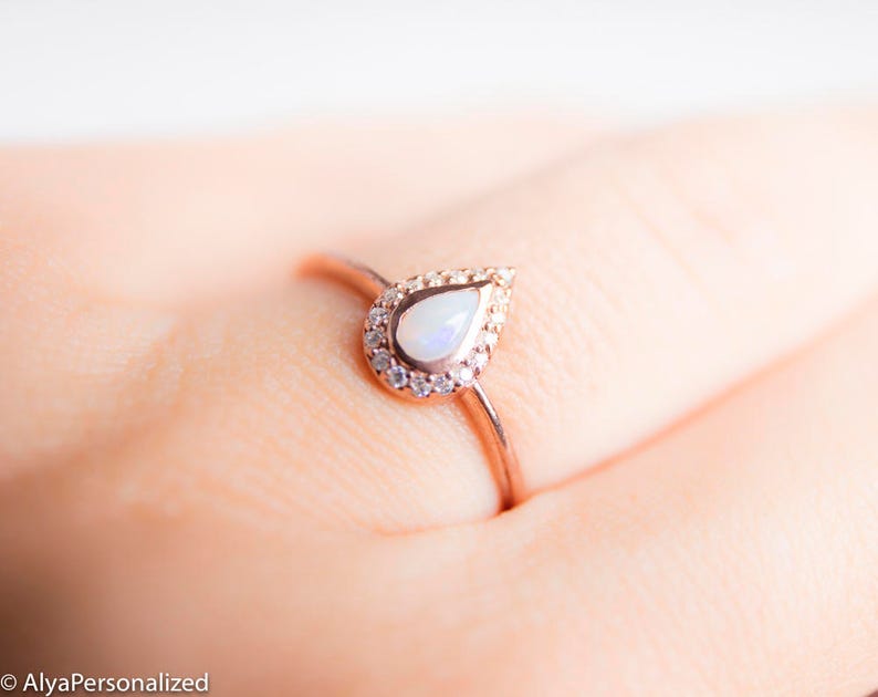 Rose Gold Engagement Ring Set Opal Engagement Ring Rose Gold - Etsy