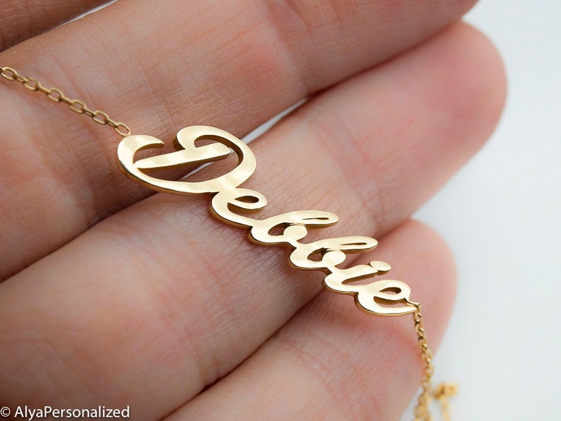 Rose Gold Name Necklace Personalized Necklace Custom Name Etsy