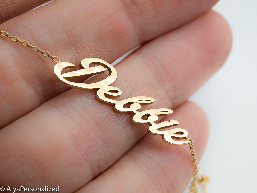 Rose Gold Name Necklace Personalized Necklace Custom Name Etsy