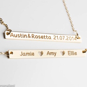 Necklaces For Women Personalized - Bar Necklace Personalized - Jewelry Handmade - Engraved Necklace Name - Valentines Day Gift For Her
