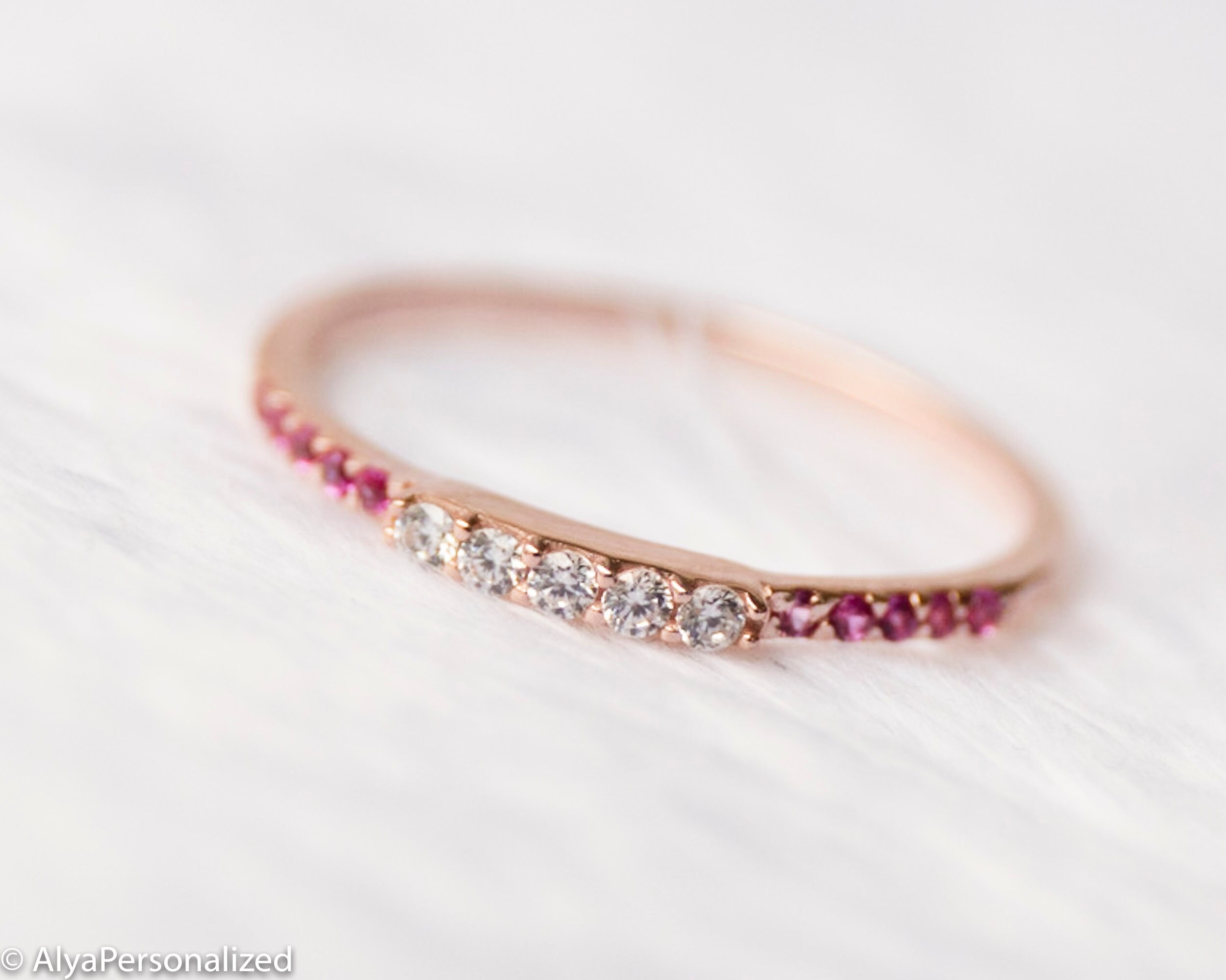Rose Gold Diamond Wedding Band Wedding Bands Women Diamond Wedding
