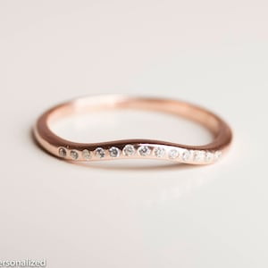 14K Rose Gold Wedding Band - Half Eternity Ring - Diamond Band - Rose Gold Eternity Band - Unique Wedding Ring - Wedding Band Rose Gold