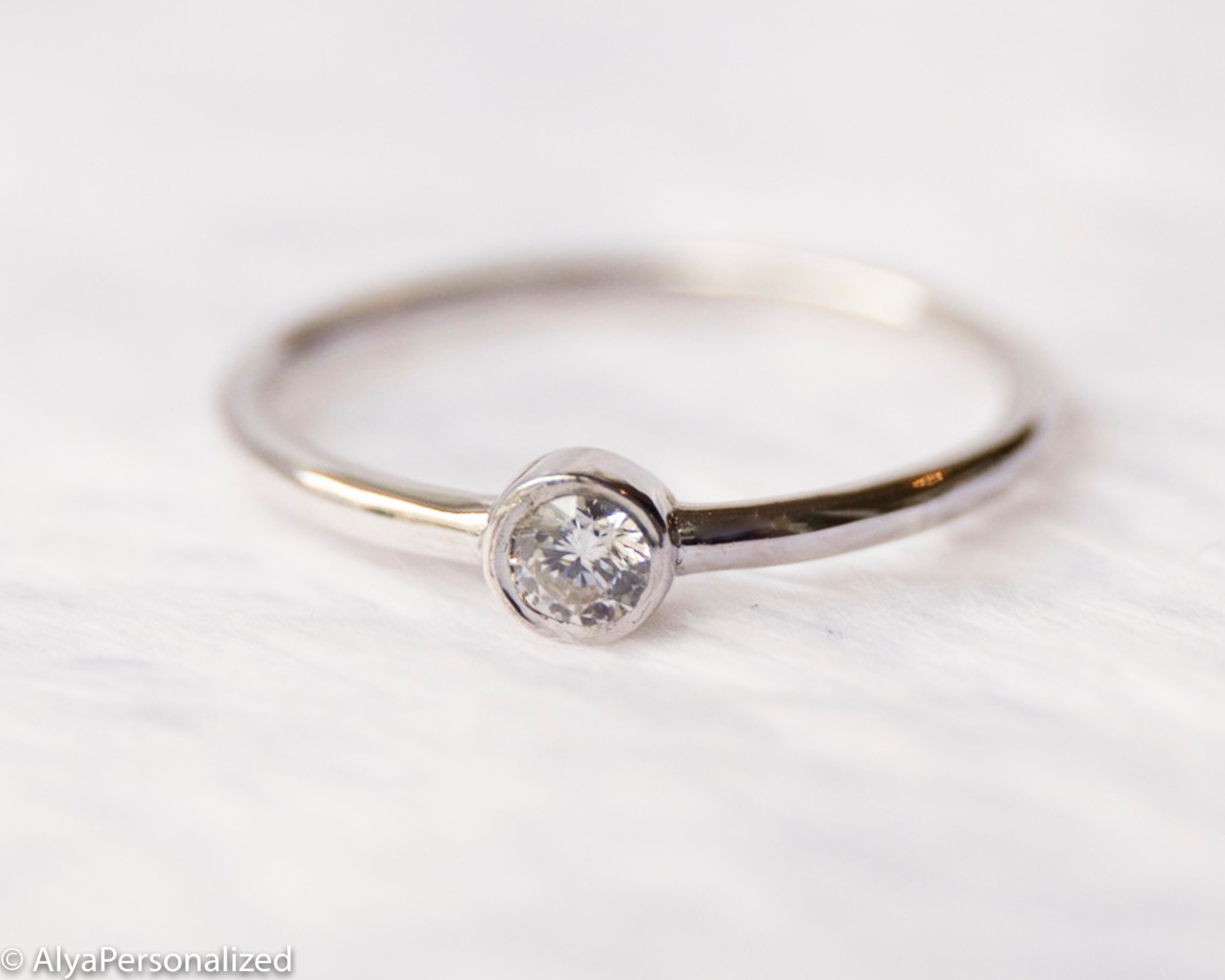 Solitaire Diamond Engagement Ring, Handmade Engagement Rings for Women ...