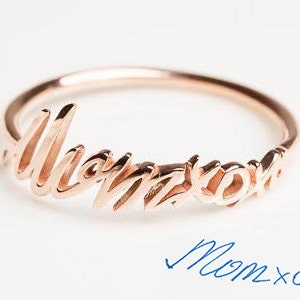 Custom Handwriting Ring Personalized Jewelry Custom Handwriting Jewelry Personalized Gift Personalized Bridesmaid Gift, New Mom Gift image 1