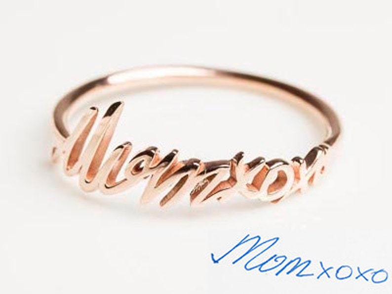 Custom Handwriting Ring Personalized Jewelry Custom Handwriting Jewelry Personalized Gift Personalized Bridesmaid Gift, New Mom Gift image 1