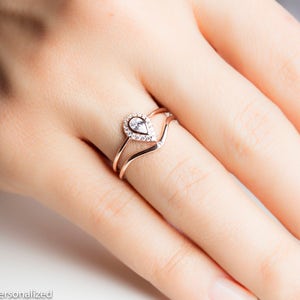 Pear Cut Engagement Ring Unique Engagement Ring Halo Engagement Ring Pear Diamond Engagement Ring Rose Gold Engagement Ring image 4